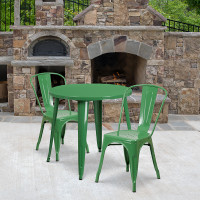 Flash Furniture CH-51090TH-2-18CAFE-GN-GG 30" Round Metal Table Set in Green